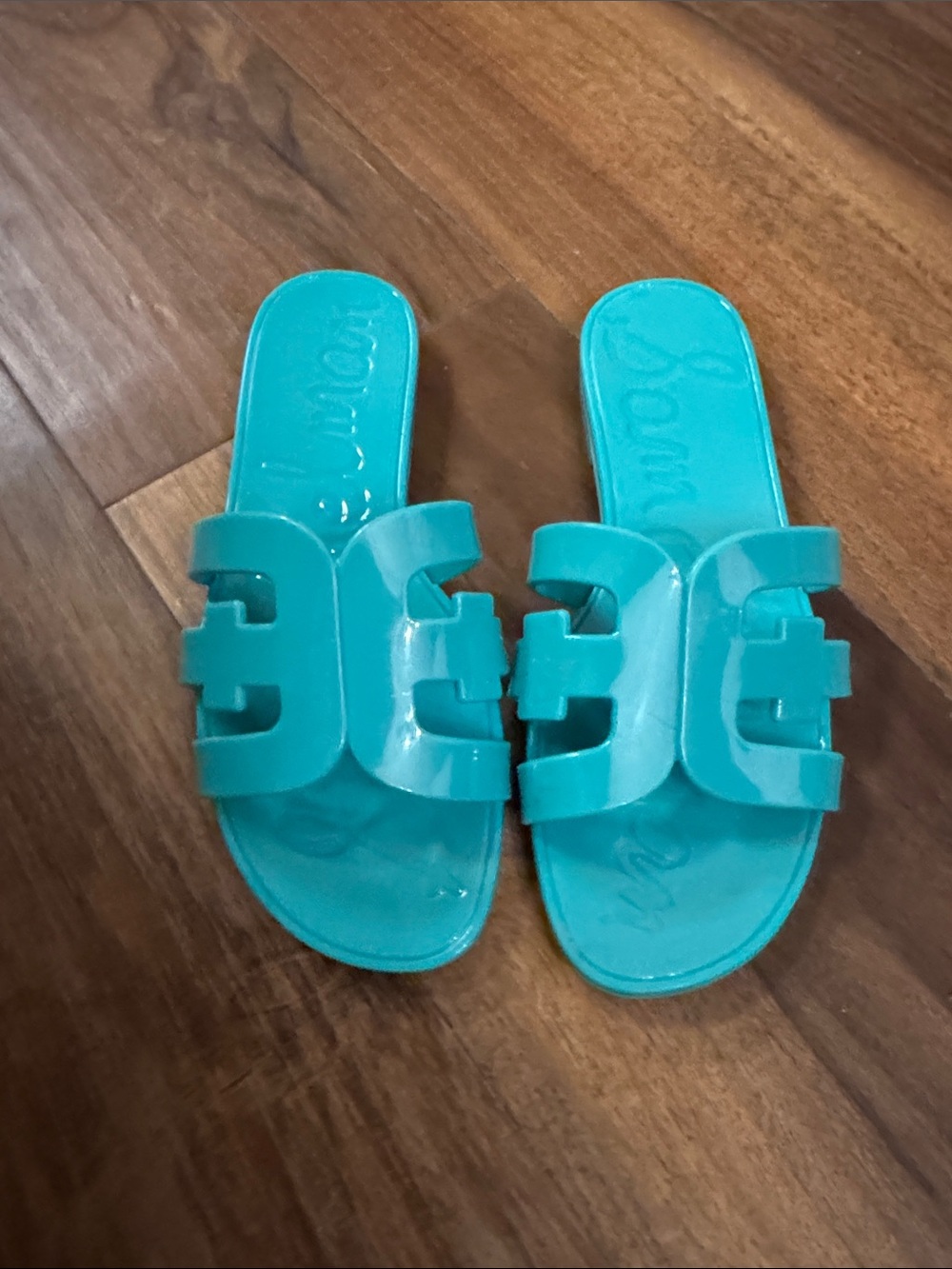 Sam Edelman Teal Jelly Double-Strap Slide Sandals